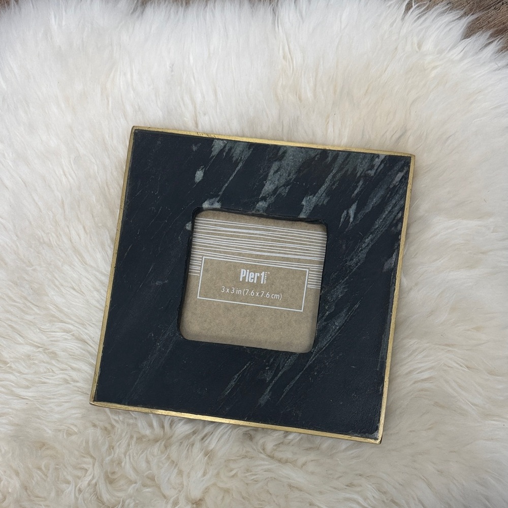 Pier 1 Black Marble Effect Square Frame with Gold Edge